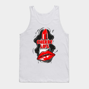 Cherry Lips Lipstick Design Tank Top